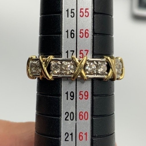 売り切れました。K18 pt950 ハーフエタニティ　ダイヤリング　0.5ct 4.7g 約17.5号