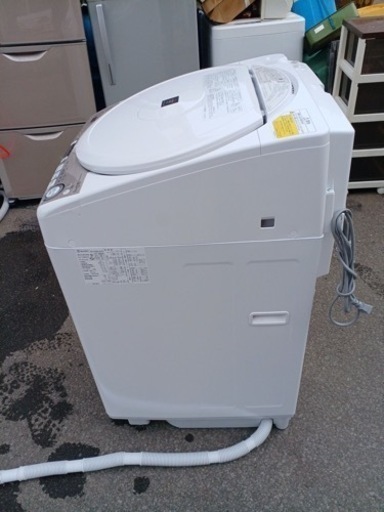 万代店★2021年製★美品 SHARP 8kg 清潔な水でお洗濯「ステンレス穴なし槽」！デカ文字操作パネル！洗濯乾燥機【ES-TX8EKS】