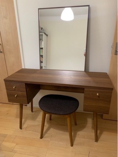 LOWYA ドレッサーデスク ミラー セット 別売りスツール付き
