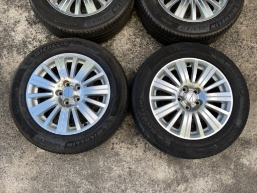 H430-1)215/60R17+エクストレイル オーテック17インチアルミ中古4本セット！6.5J-17+45