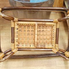 籐 ガラステーブル 幅78×奥行52.5×高さ30.5㎝ ローテーブル ラタン センターテーブル リビングテーブル 札幌市 清田区 平岡の画像