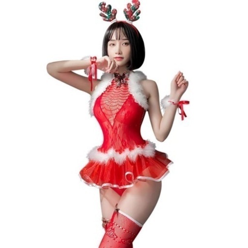 クリスマス セクシー ボディストッキング サンタ トナカイ コスプレ えろい 過激 赤 ファー 仮装 衣装 撮影 パーティー コスチューム ランジェリー