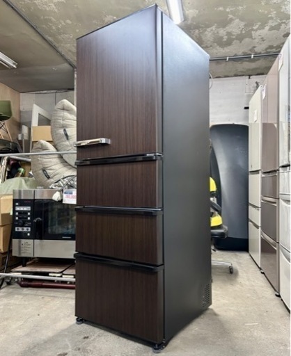 札幌引取り歓迎 美品 21年製 アクア AQUA Delie 430L 4ドア冷蔵庫 AQR-V43K-S 右開き ダークウッドブラウン