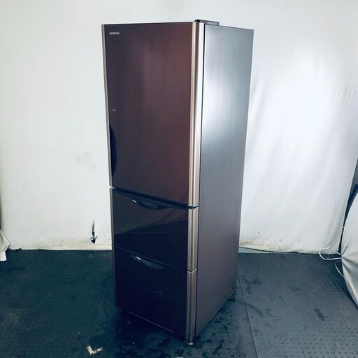 ID:re10891 【自社配送エリア内限定】日立 HITACHI 冷蔵庫 ファミリー 中古 2018年製 3ドア 375L ブラウン ファン式 右開き R-S3800HV(XT)  【リユース品：状態B】【送料無料】【設置費用無料】