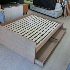 ダブルベッド フレームのみ 引き出し付き 茶系 ブラウン ベッド ベッド