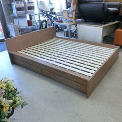 ダブルベッドフレーム ブラウン ダブルベッド フレームのみ 引き出し付き 茶系 ブラウン ベッド ベッド