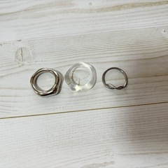 リング まとめ売り 3つセット クリア シルバー レディースアクセサリー 夏の画像
