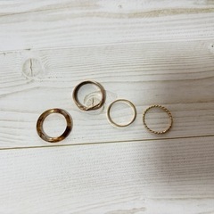 リング まとめ売り 4つセット ゴールド ブラウン レディースアクセサリー 夏の画像