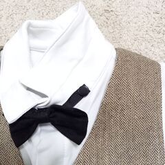 【お取引中】【キッズフォーマルスーツ】90／6点セット／シャツ・ベスト・パンツ・ハンチング・サスペンダー・蝶ネクタイ／ブラウンヘリンボーンの画像