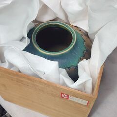 箱入り信楽焼 『花瓶 花びん 置物』◑サイズ直径２８高さ２５の画像