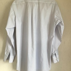 【中古美品】ワイシャツ　長袖　ボタンダウン　カッターシャツ　ビジネス　Lサイズ　首回り40 青ストライプ　ブルー系　の画像