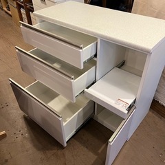 【売約済み】【武蔵小山店】NITORI ニトリ キッチンカウンター アルミナ 100 カウンター キッチン レンジ台 レンジボード 食器棚 白 ホワイト おしゃれ 検 大理石 風 品川区 リサイクルショップ ランバールーム 武蔵小山店 武蔵小山パルム 戸越銀座 の画像