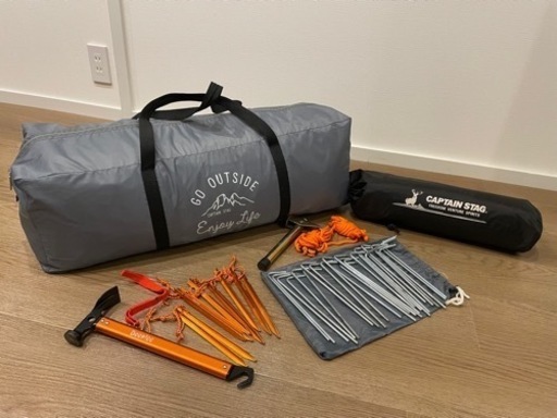 【使用回数2回】キャプテンスタッグ モンテ スクリーンツールームドームテント グランドシート付き