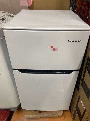 ☆中古￥6,800！Hisense　93㍑2ドア冷蔵庫　家電　2018年製　HR-B95A型　幅48㎝ｘ奥行55㎝ｘ高さ86㎝　【BE001】