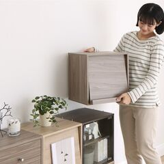 未使用訳あり　キューブボックス　フラップ扉タイプ　ダークグレーの画像