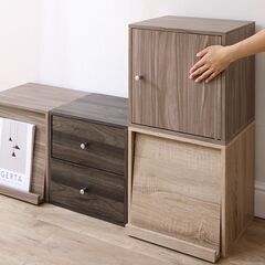 未使用訳あり　キューブボックス　フラップ扉タイプ　ダークグレーの画像