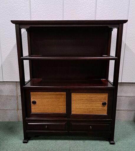 九州民芸家具 日本伝統工芸協会 木製 飾り棚 茶箪笥 収納棚 幅100cm×奥行40cm×高さ122cm