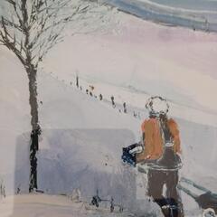 風景画「雪の里」(F4号油絵)の画像