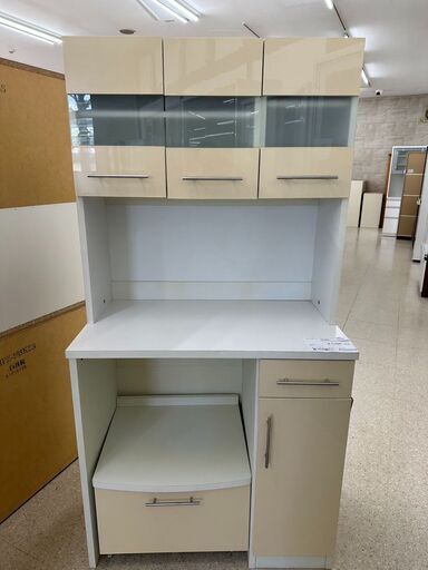 店長値引き★ジモティ割あり★  レンジボード 白 H180×D52×W90 クリーニング済み TJ5640