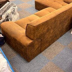 【中古品】タンスのゲン カウチソファー ブラウン ソファー 三人掛け 家具の画像