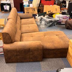 【中古品】タンスのゲン カウチソファー ブラウン ソファー 三人掛け 家具の画像