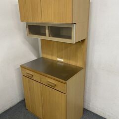 IDC大塚家具/末次家具工芸 オープンボード ボンヌ ステンレス天板 オーク材 キッチンボード 食器棚 幅80cm 中古家具 店頭引取歓迎 R8229