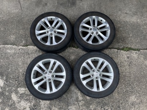 H502-1)215/55R17+ジューク純正17インチアルミ中古4本セット！7J-17+47