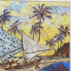 ブラジル土産　蝶の羽根のちぎり絵の画像