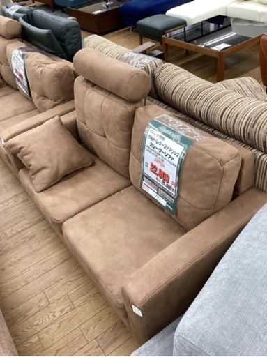 KE-5【新入荷　アウトレット】ガルト/レザーファブリック　2シーターソファ　ブラウン