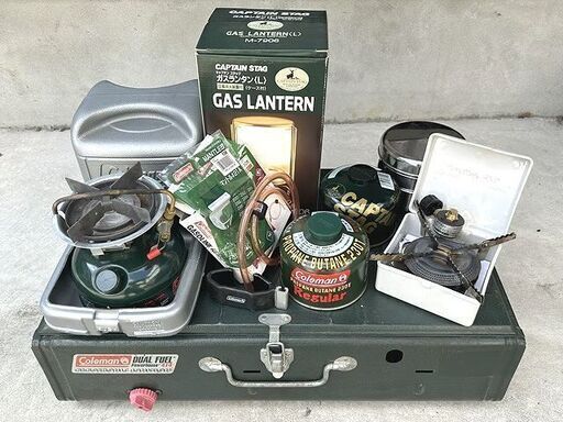 【お取引き 決まりました】コールマン／キャプテンスタッグ　バーナーストーブ／ガスコンロ／ランタン／ピロー 他  バーベキュー・キャンプ用品 まとめ売り　現状品　JE5012OU
