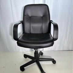【美品】ナカバヤシ  OAレザーチェア 肘掛あり ブラック色 ロ...