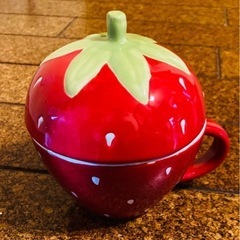 🍓可愛らしいふたつきスープマグ/マグカップ の画像