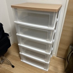 木製天板&プラスチック収納