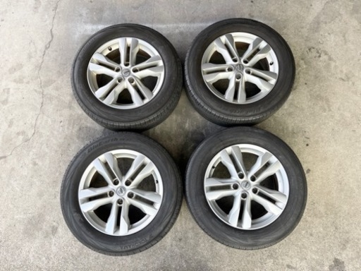 H516-2)225/60R17+エクストレイル17インチアルミ中古4本セット！7J-17+40