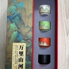 【万里山河】茶器　ティーセット 万里の山と川 磁茶器 陶器 4客...