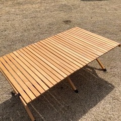 【キャンプ】FIELDOOR ウッドロールトップテーブル