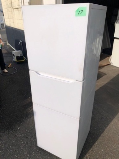 北九州市内配送無料　保証付き　2018年　ツインバード 3ドア冷凍冷蔵庫 幅52.5cm 199L 右開き HR-E919PW パール