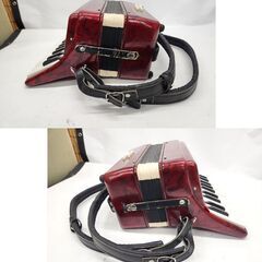 現状品 yingjie 英木 ミニアコーディオン 22鍵盤 8BASS 鍵盤楽器 楽器 独奏用 ピアノ 赤 レッド 札幌市 平岸店の画像