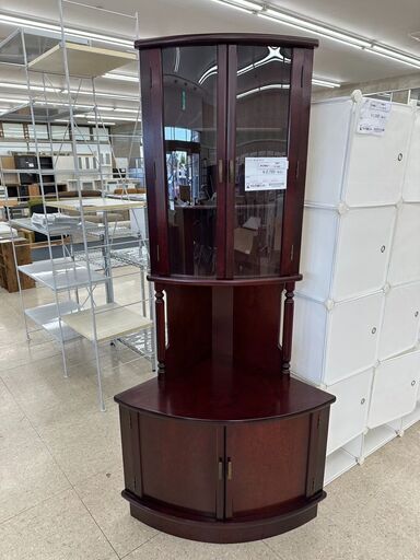 ★ジモティ割あり★  コーナーキャビネット ワインレッド H177.5×D60×W83.5 クリーニング済み TJ5661