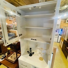 《売約済》【池上店】 食器棚　レンジボード　ハイタイプ　カップボード　スライドレール　レンジ台　キッチン収納　マルミツ　検　ニトリ　NITORI  コパン　片付け　　収納の画像