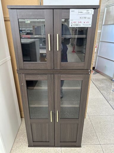 ★ジモティ割あり★  食器棚 ダークブラウン H135×D29×W59..5 クリーニング済み TJ5664