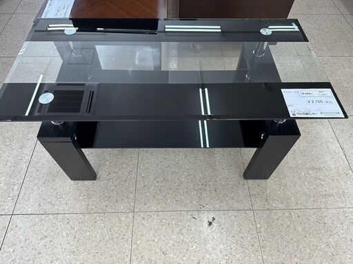 ★ジモティ割あり★  ガラステーブル 黒 H42.5×D48×W98 クリーニング済み TJ5671