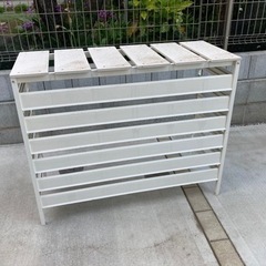 6型　大型　人工木　室外機カバー　白　樹脂