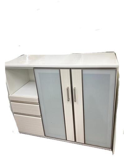 キッチンカウンター 収納カウンター レンジボード アイボリー 横幅 約120.5×奥行50×高さ100cm