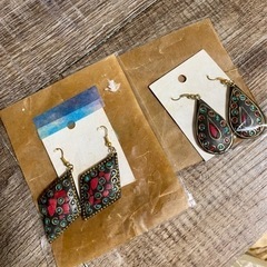 未使用　エスニック真鍮ピアス2個