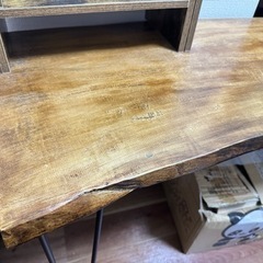 天然無垢材机椅子本棚セットの画像
