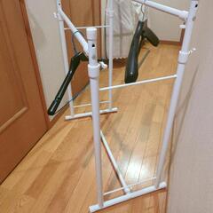 ハンガーラック 押入れ収納 2連 縦横伸縮 ホワイト 幅75~130cm 高81~110cm 奥行40cm OHW-20 平安伸銅工業の画像