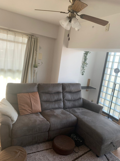 ソファ　リクライニング　ブラウン