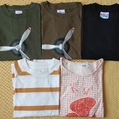 130〜140cm 子供服 5枚セット Ｔシャツ 緑色 綿100％