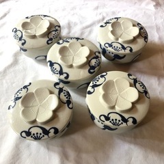 166.梅の蓋物　5客セット